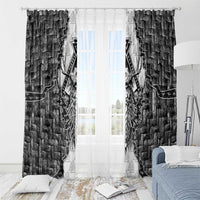 Odin and Skull Warrior Norse Mythology Window Curtain Viking Black and White Engraved Stone Art