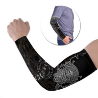 Viking Elder and Helm of Awe Norse Mythology Arm Sleeves Monochrome Rune Engraving Style