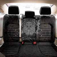 Viking Elder and Helm of Awe Norse Mythology Back Car Seat Cover Monochrome Rune Engraving Style