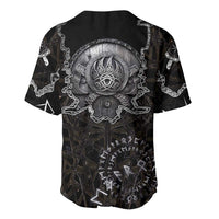 Viking Elder and Helm of Awe Norse Mythology Baseball Jersey Monochrome Rune Engraving Style