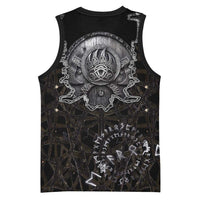 Viking Elder and Helm of Awe Norse Mythology Basketball Jersey Monochrome Rune Engraving Style