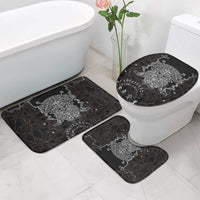 Viking Elder and Helm of Awe Norse Mythology Bathroom Set Monochrome Rune Engraving Style