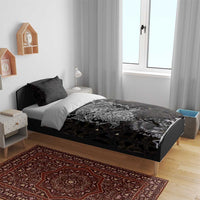 Viking Elder and Helm of Awe Norse Mythology Bedding Set Monochrome Rune Engraving Style