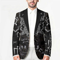 Viking Elder and Helm of Awe Norse Mythology Blazer Monochrome Rune Engraving Style