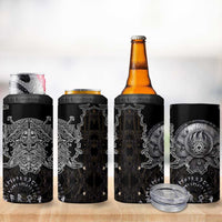Viking Elder and Helm of Awe Norse Mythology 4 in 1 Can Cooler Tumbler Monochrome Rune Engraving Style
