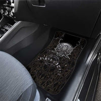Viking Elder and Helm of Awe Norse Mythology Car Mats Monochrome Rune Engraving Style