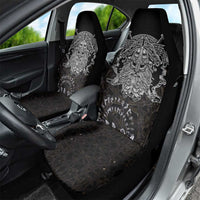 Viking Elder and Helm of Awe Norse Mythology Car Seat Cover Monochrome Rune Engraving Style