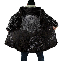 Viking Elder and Helm of Awe Norse Mythology Cloak Monochrome Rune Engraving Style