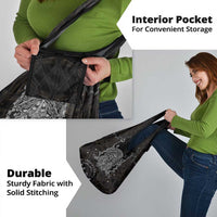Viking Elder and Helm of Awe Norse Mythology Grocery Bag Monochrome Rune Engraving Style