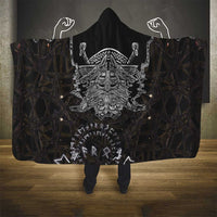 Viking Elder and Helm of Awe Norse Mythology Hooded Blanket Monochrome Rune Engraving Style