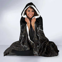Viking Elder and Helm of Awe Norse Mythology Hooded Blanket Monochrome Rune Engraving Style