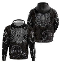 Viking Elder and Helm of Awe Norse Mythology Hoodie Monochrome Rune Engraving Style