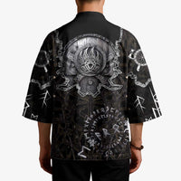 Viking Elder and Helm of Awe Norse Mythology Kimono Monochrome Rune Engraving Style