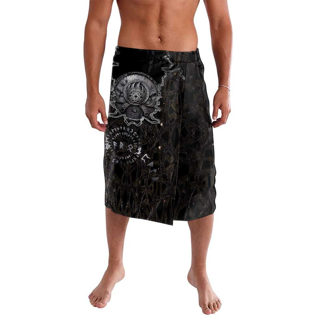 Viking Elder and Helm of Awe Norse Mythology Lavalava Monochrome Rune Engraving Style