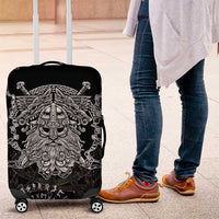 Viking Elder and Helm of Awe Norse Mythology Luggage Cover Monochrome Rune Engraving Style