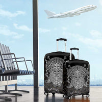 Viking Elder and Helm of Awe Norse Mythology Luggage Cover Monochrome Rune Engraving Style