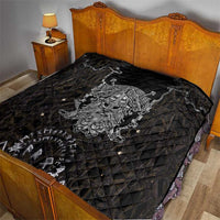 Viking Elder and Helm of Awe Norse Mythology Quilt Monochrome Rune Engraving Style