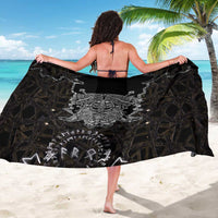 Viking Elder and Helm of Awe Norse Mythology Sarong Monochrome Rune Engraving Style