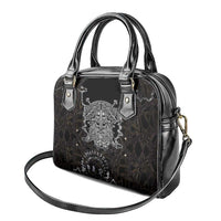 Viking Elder and Helm of Awe Norse Mythology Shoulder Handbag Monochrome Rune Engraving Style