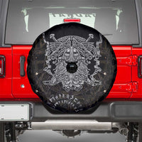 Viking Elder and Helm of Awe Norse Mythology Spare Tire Cover Monochrome Rune Engraving Style