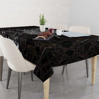 Viking Elder and Helm of Awe Norse Mythology Tablecloth Monochrome Rune Engraving Style
