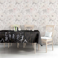 Viking Elder and Helm of Awe Norse Mythology Tablecloth Monochrome Rune Engraving Style