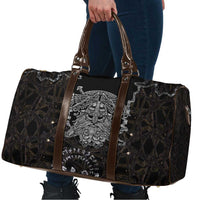 Viking Elder and Helm of Awe Norse Mythology Travel Bag Monochrome Rune Engraving Style