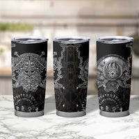 Viking Elder and Helm of Awe Norse Mythology Tumbler Cup Monochrome Rune Engraving Style
