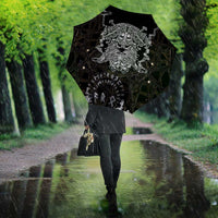 Viking Elder and Helm of Awe Norse Mythology Umbrella Monochrome Rune Engraving Style