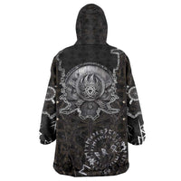 Viking Elder and Helm of Awe Norse Mythology Wearable Blanket Hoodie Monochrome Rune Engraving Style