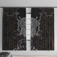 Viking Elder and Helm of Awe Norse Mythology Window Curtain Monochrome Rune Engraving Style