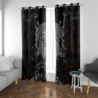 Viking Elder and Helm of Awe Norse Mythology Window Curtain Monochrome Rune Engraving Style