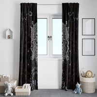 Viking Elder and Helm of Awe Norse Mythology Window Curtain Monochrome Rune Engraving Style