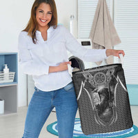 Odin and Viking Warrior Norse Mythology Laundry Basket Realistic Black and Grey Tattoo Style