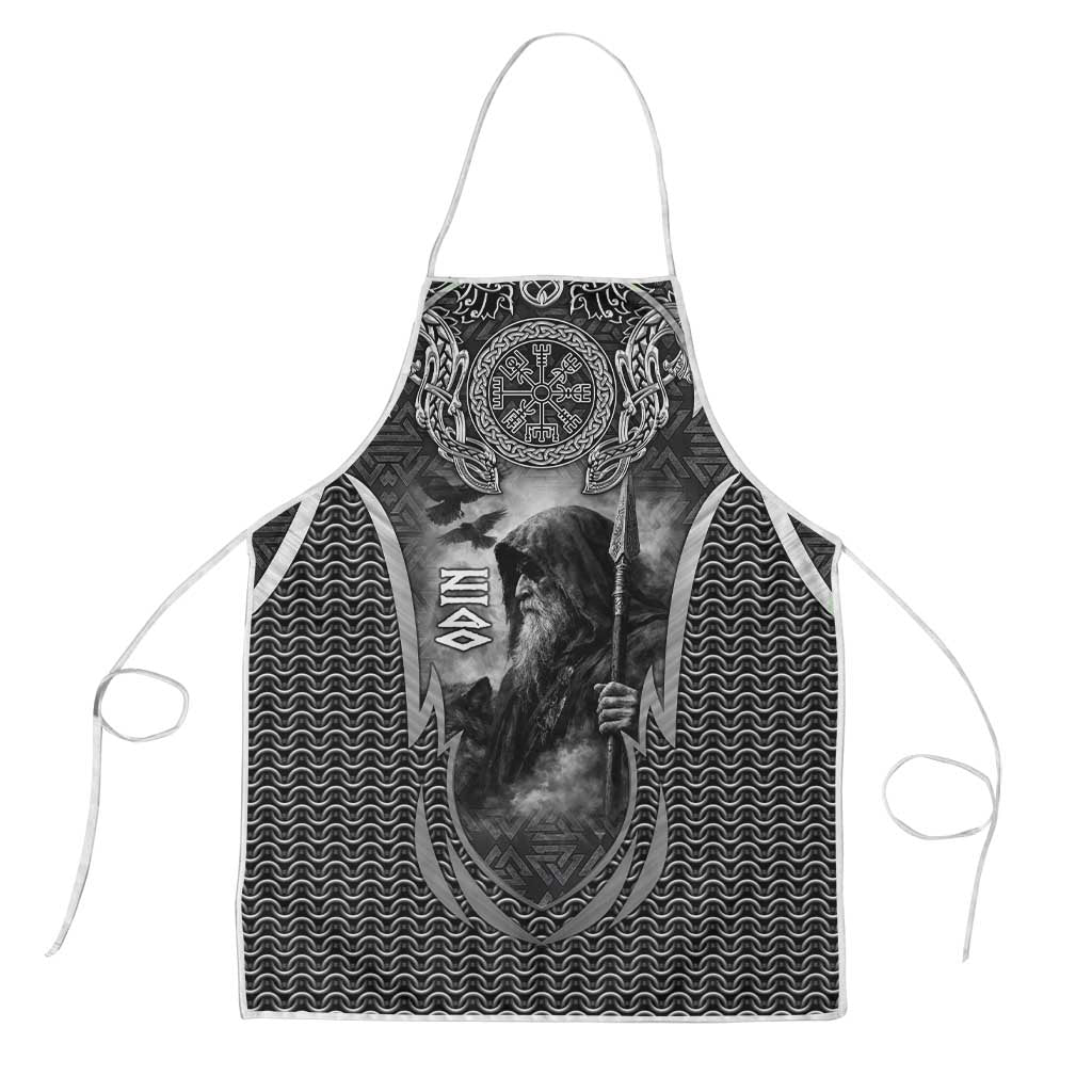 Odin and Viking Warrior Norse Mythology Apron Realistic Black and Grey Tattoo Style