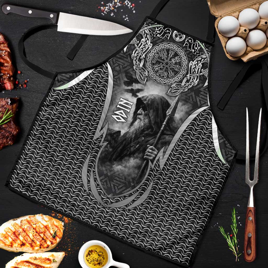 Odin and Viking Warrior Norse Mythology Apron Realistic Black and Grey Tattoo Style