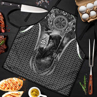 Odin and Viking Warrior Norse Mythology Apron Realistic Black and Grey Tattoo Style