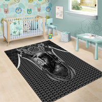 Odin and Viking Warrior Norse Mythology Area Rug Realistic Black and Grey Tattoo Style