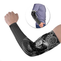 Odin and Viking Warrior Norse Mythology Arm Sleeves Realistic Black and Grey Tattoo Style