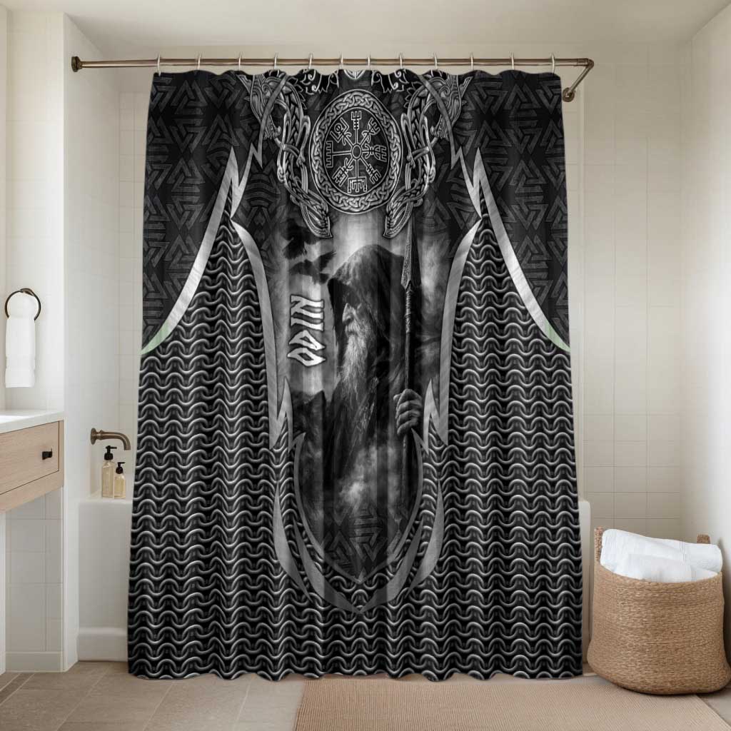 Odin and Viking Warrior Norse Mythology Bathroom Set Realistic Black and Grey Tattoo Style