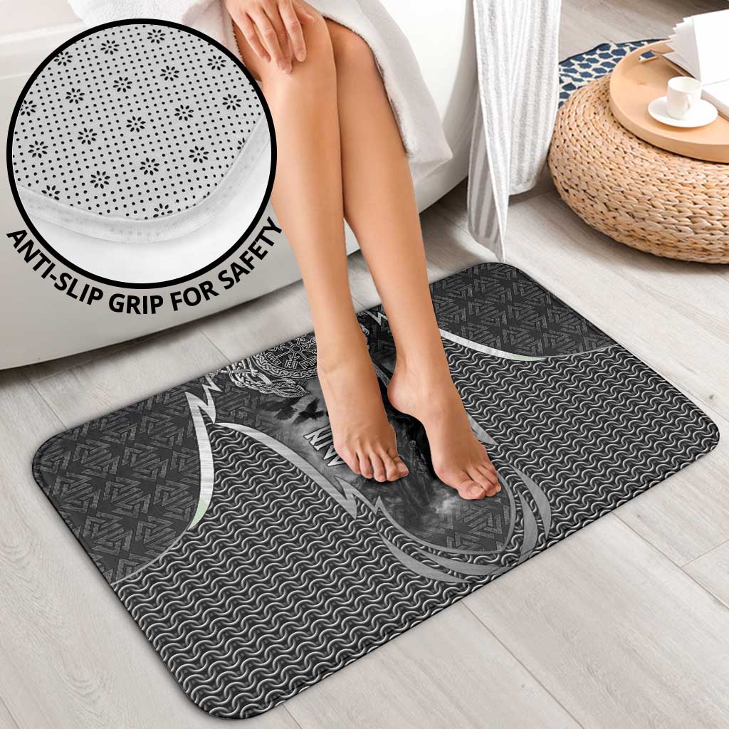 Odin and Viking Warrior Norse Mythology Bathroom Set Realistic Black and Grey Tattoo Style