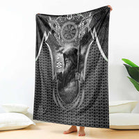 Odin and Viking Warrior Norse Mythology Blanket Realistic Black and Grey Tattoo Style