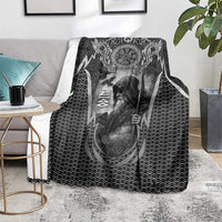 Odin and Viking Warrior Norse Mythology Blanket Realistic Black and Grey Tattoo Style