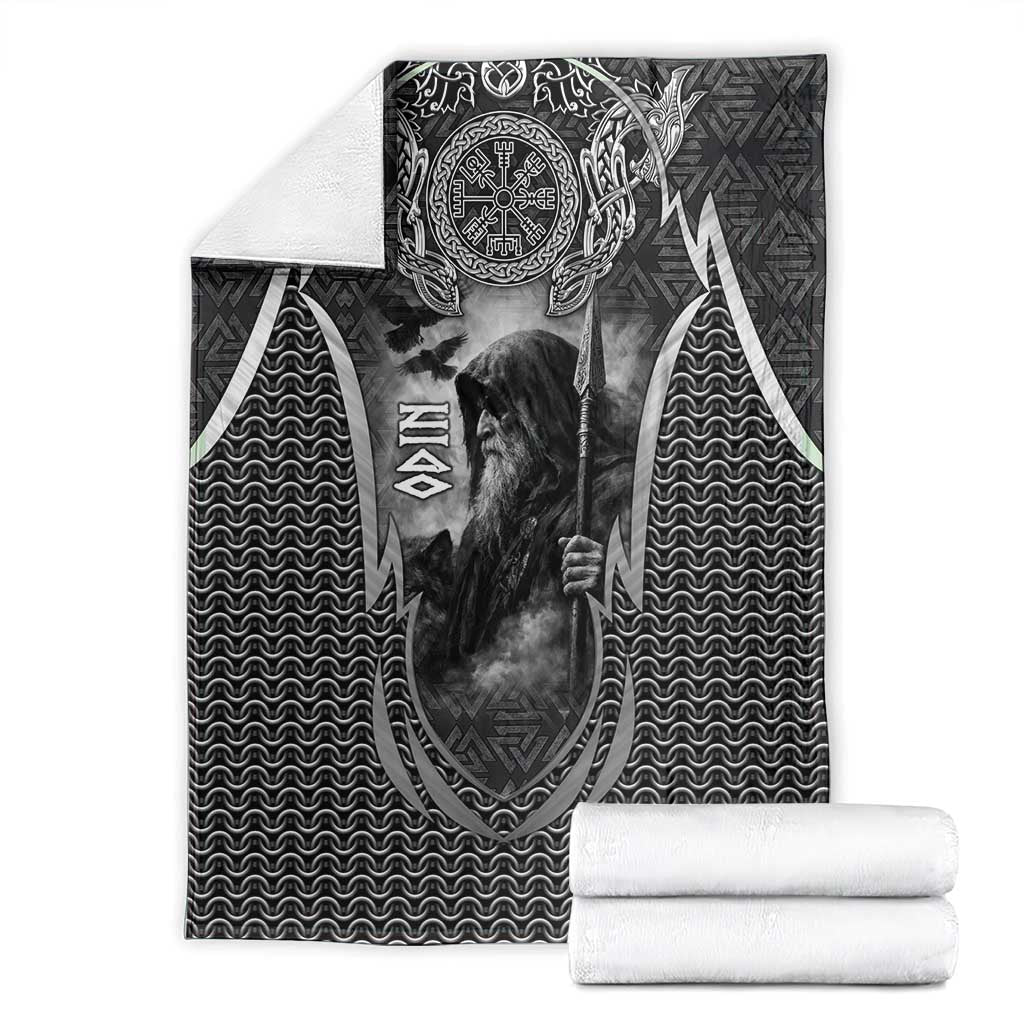 Odin and Viking Warrior Norse Mythology Blanket Realistic Black and Grey Tattoo Style