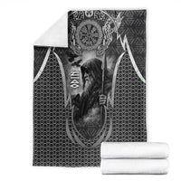Odin and Viking Warrior Norse Mythology Blanket Realistic Black and Grey Tattoo Style