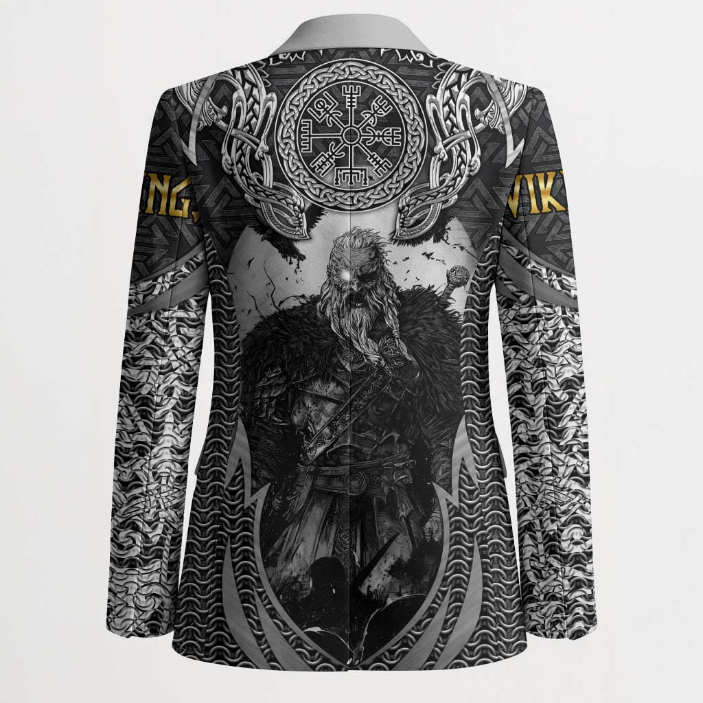 Odin and Viking Warrior Norse Mythology Blazer Realistic Black and Grey Tattoo Style