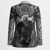 Odin and Viking Warrior Norse Mythology Blazer Realistic Black and Grey Tattoo Style