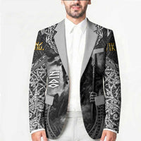 Odin and Viking Warrior Norse Mythology Blazer Realistic Black and Grey Tattoo Style