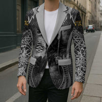 Odin and Viking Warrior Norse Mythology Blazer Realistic Black and Grey Tattoo Style