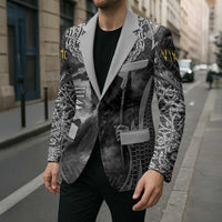 Odin and Viking Warrior Norse Mythology Blazer Realistic Black and Grey Tattoo Style